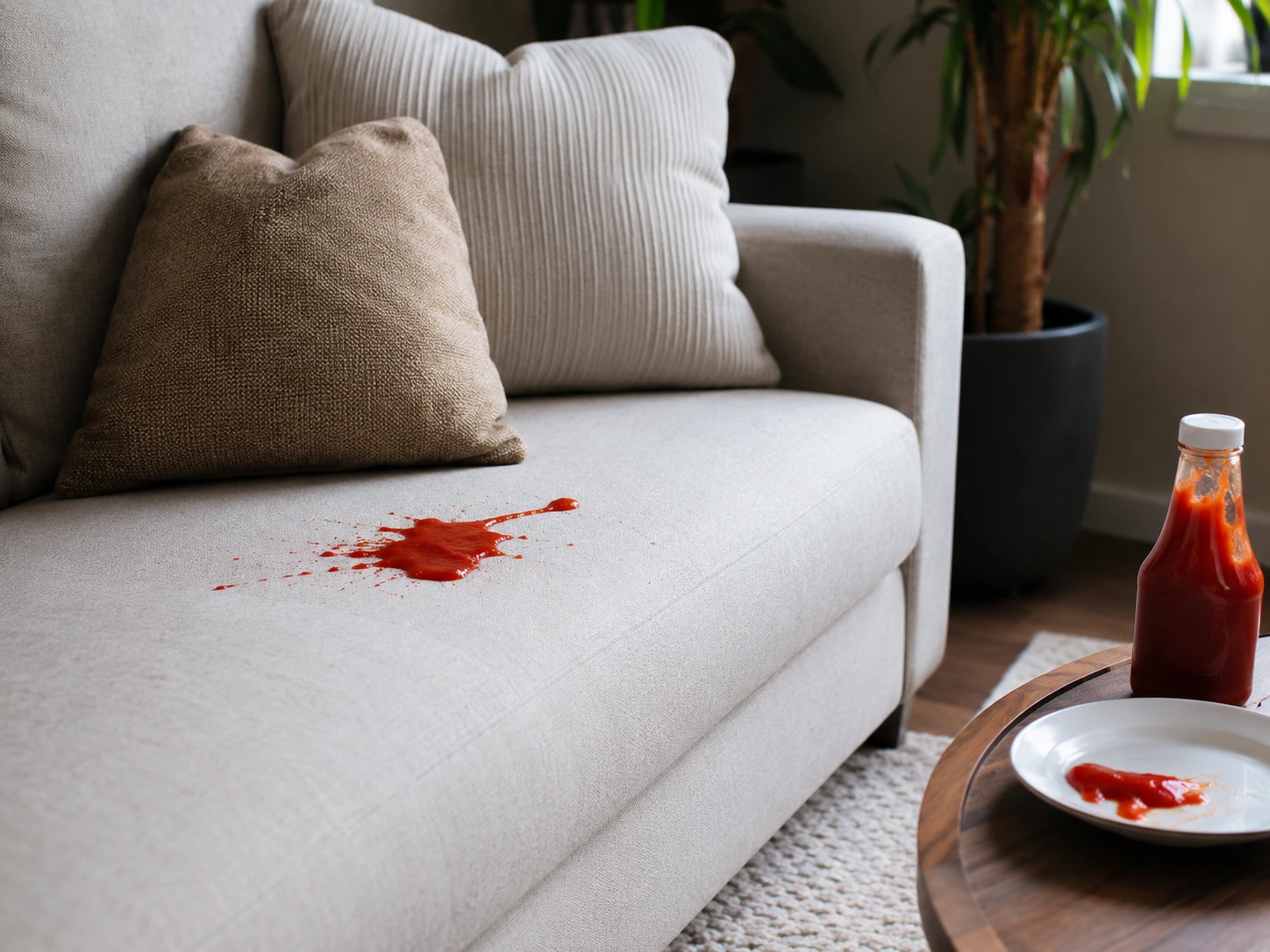 curatare pata ketchup din canapea